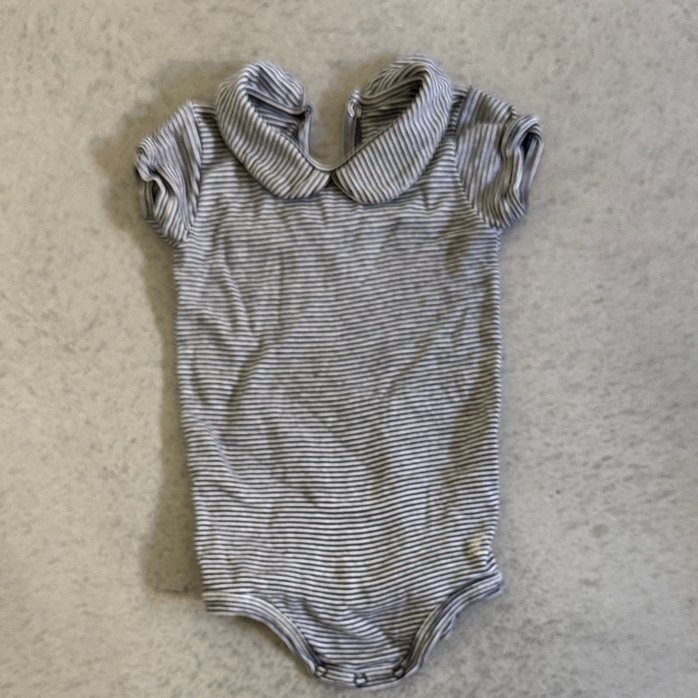 Petit Bateau Gray Striped Bodysuit